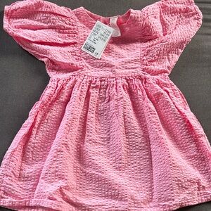 H&M Pink Textured Casual Kids Dress